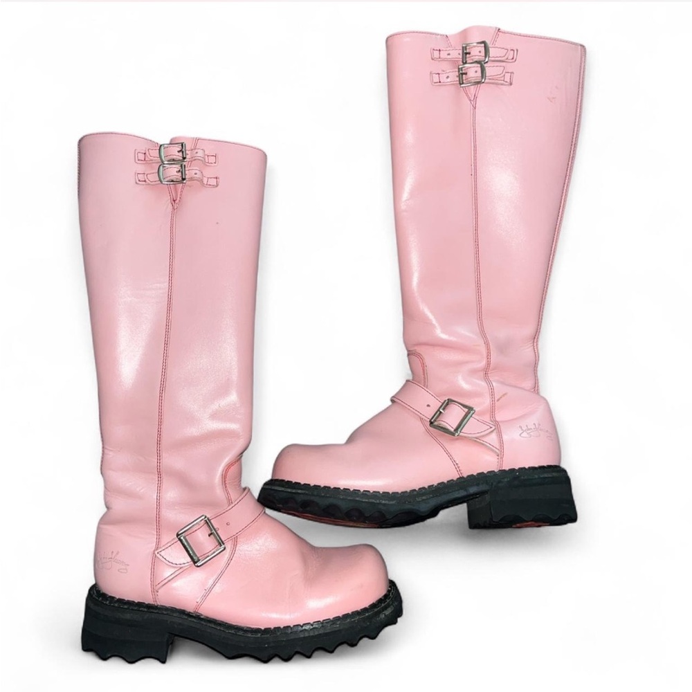 Orginal 2000’s Bond girl boots in baby pink y2k rare